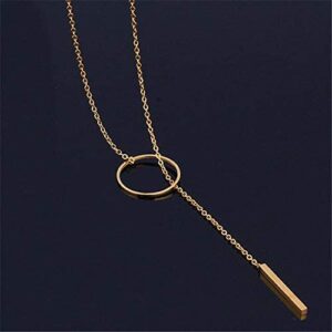 Geometrical Charm Necklace – Open Circle Y Cylindrical Pendant