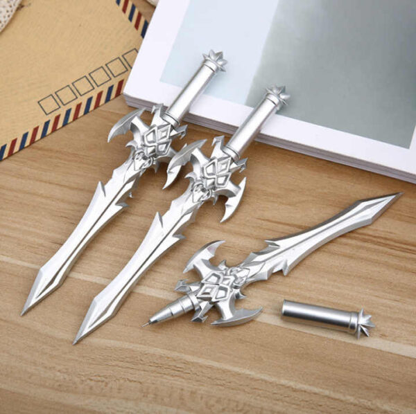 Extra fine point which features a nice, solid and smooth line for general writing. This novelty pen has a Sword shape. Boys will love this popular design and has an amazing outlook. Perfect present for males. It has a comfortable grip. Ink Colour: Black.