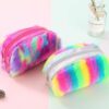 Holographic Rainbow Fur Pouch