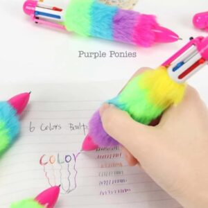 Rainbow Fur Pen – Fluffy Plush Pen – 6 in 1