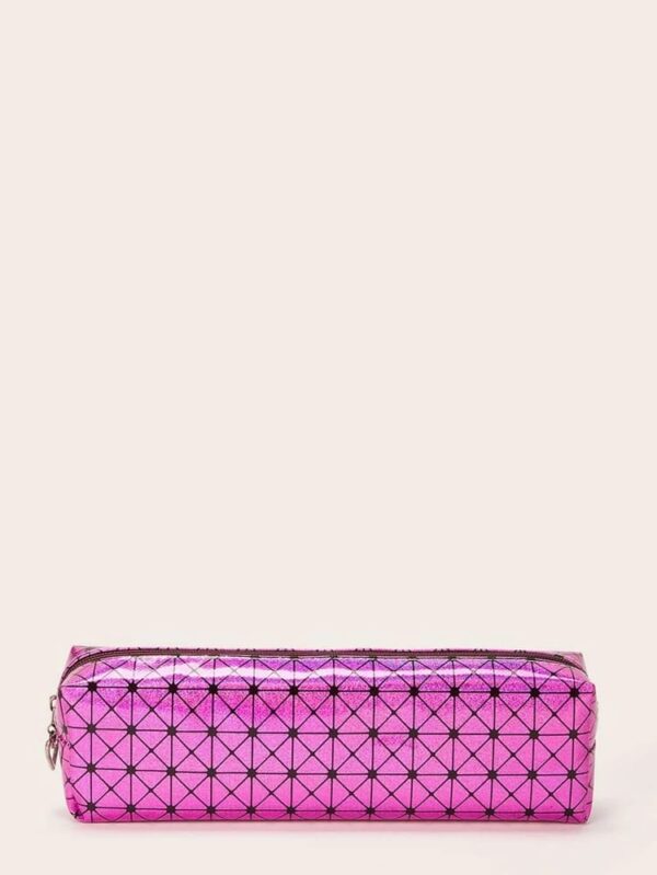 Pink Holographic Plaid Pouches