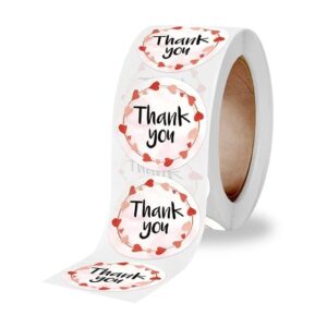 Thank You Sticker Roll – Red Pink Hearts