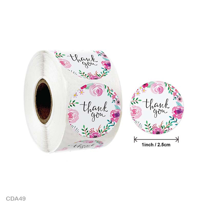 Thank You Sticker Roll – Floral – Purple Ponies