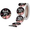Thank You Sticker Roll – Black & Pink Butterfly & Floral