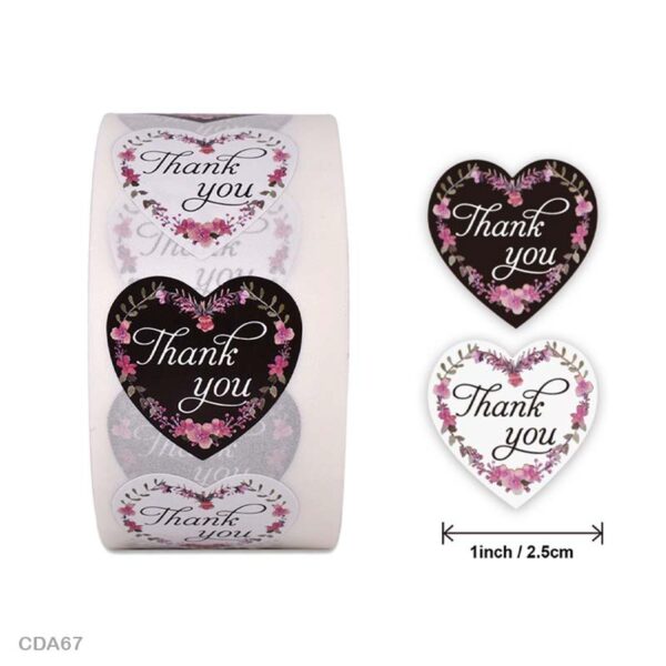 Thank You Sticker Roll – Heart Floral
